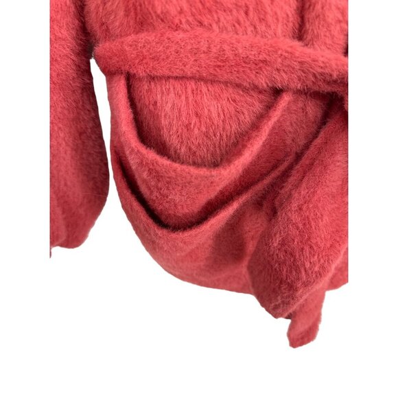 Free People FP One Fuzzy Oversized Drape Front Cardigan Sweater Mauve Pink SZ XS - Picture 4 of 12